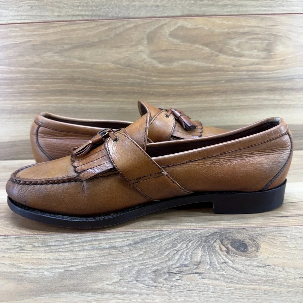 Allen Edmonds Enfield Tassel Loafers Mens 10.5 D Walnut Leather Moc Ivy Business